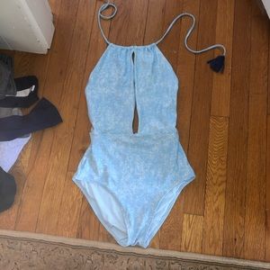 Aerie baby blue one piece bathing suit.
